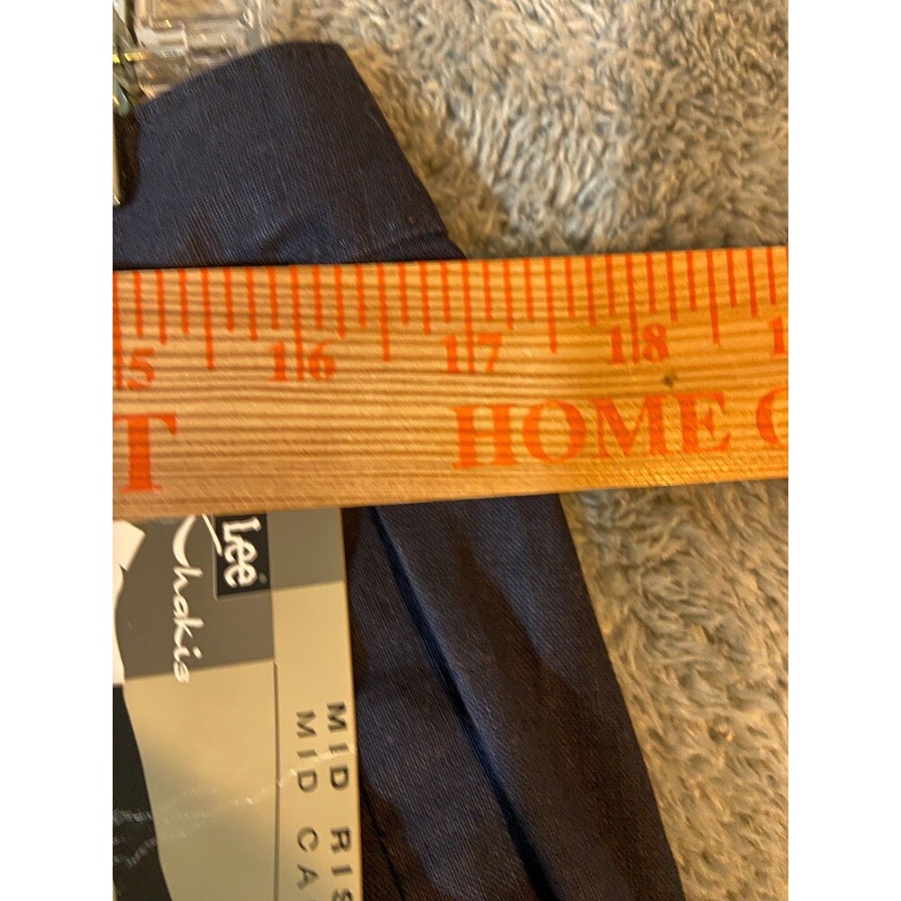 Lee Linen Blend Cropped Pants Size 14 straight Leg Front Tie Navy Blue Size 14 - Picture 8 of 13